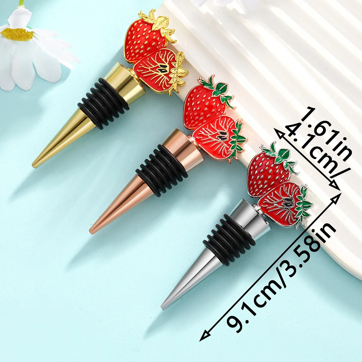 Strawberry  Wine Bottle Stopper