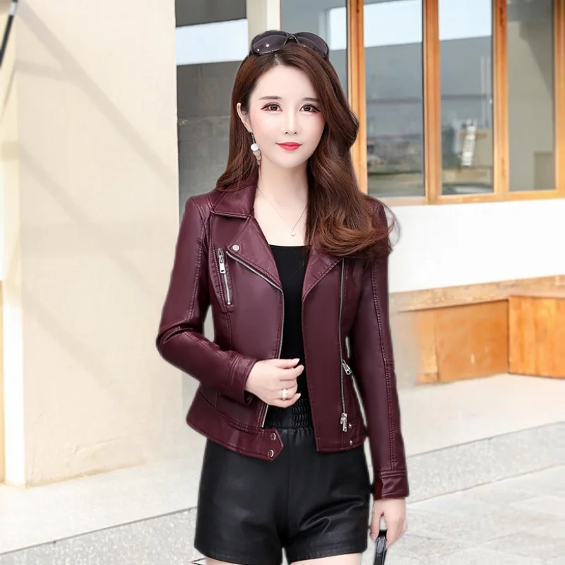 Faux Soft purple Leather Jackets HOT New Fashion Autumn Winter Women Pu Black Blazer Zippers Coat Motorcycle Outerwear pimkie