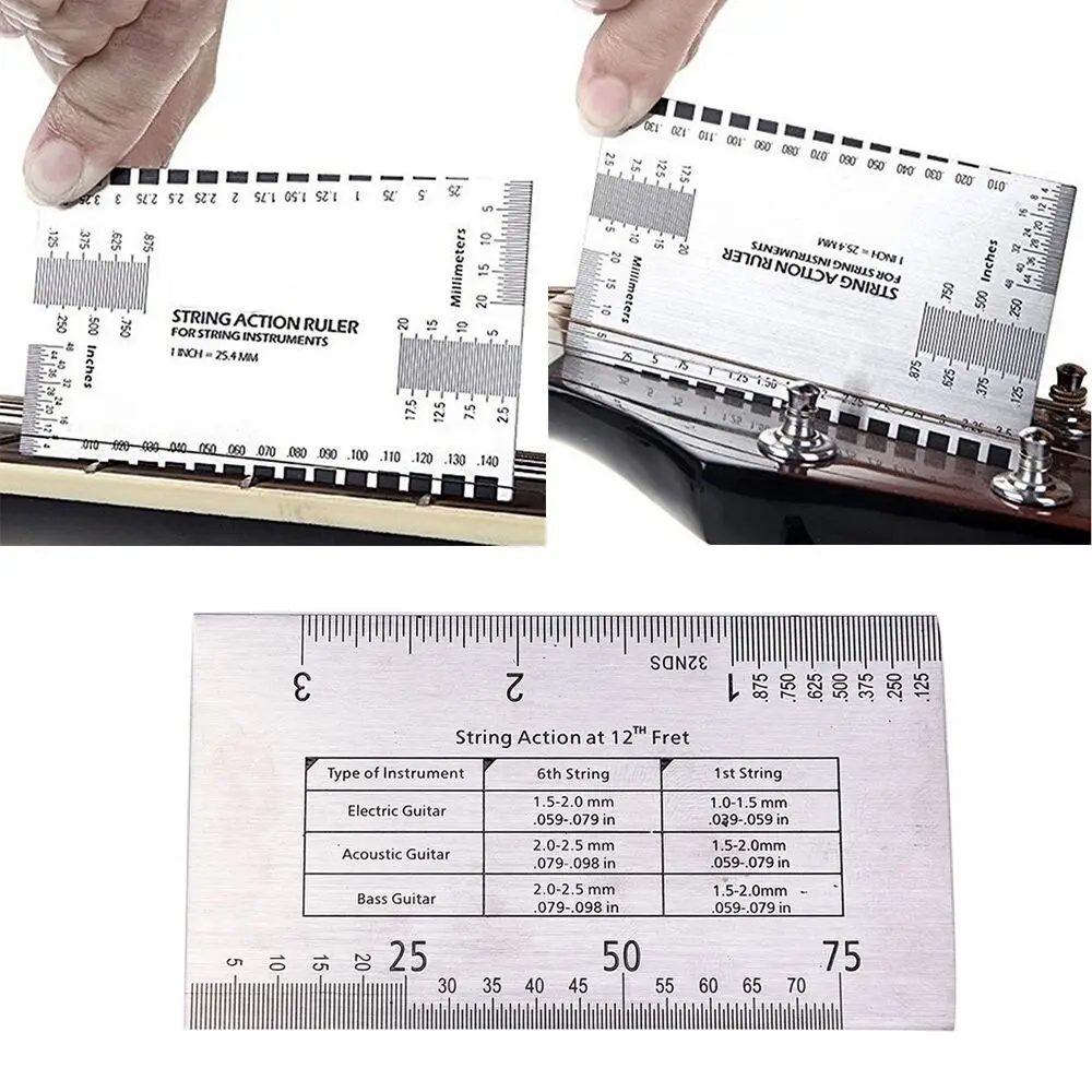 Durable Guitar Maintenance Tool Caliper Height Measurement String Gauge Ruler Measuring Luthier