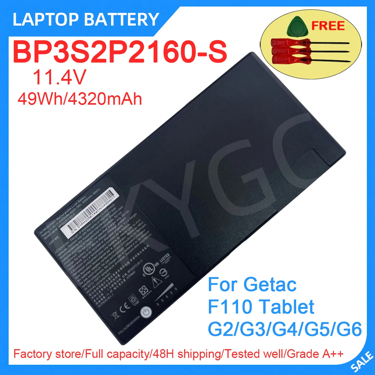 New Laptop Battery BP3S2P2160-S 11.4V 49Wh 4320mAh High Quality For Getac  F110 Tablet  G2/G3/G4/G5/G6