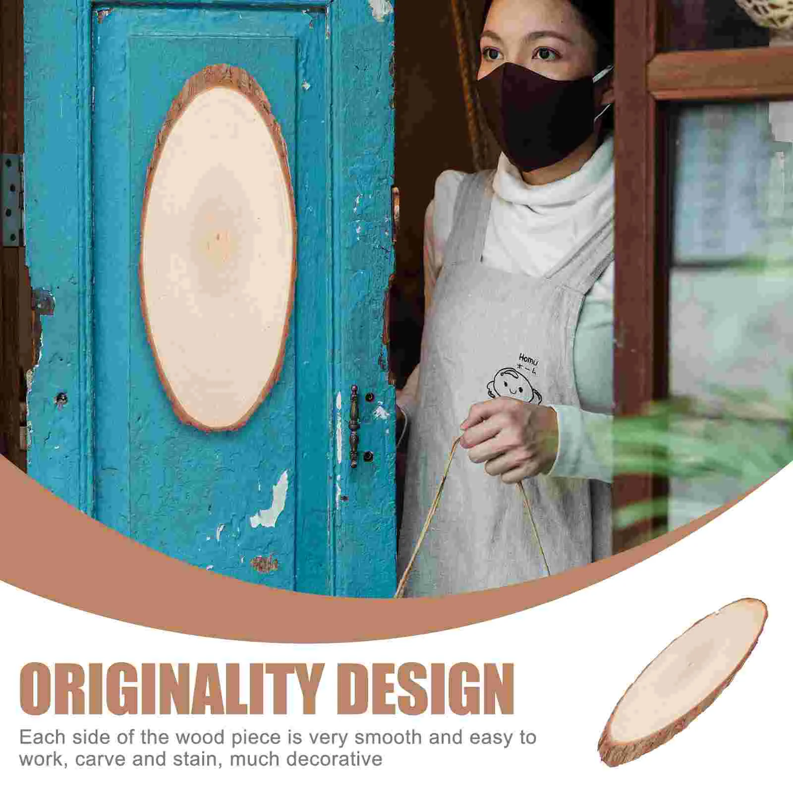 Oval Beveled Wood Chip Studio Painting Pyrography Door Sign Wooden Centerpiece DIY Circle Tray Decor Cutout