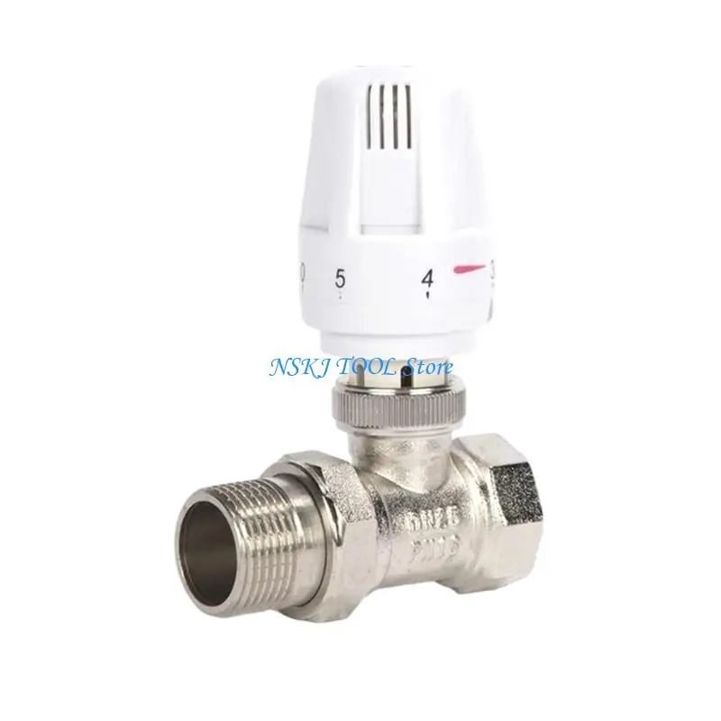 L8RC Straight Type Thermostatic Radiators Valves With 5 Adjustment Level For Towel Rails Vertical Panel Heaters Copper