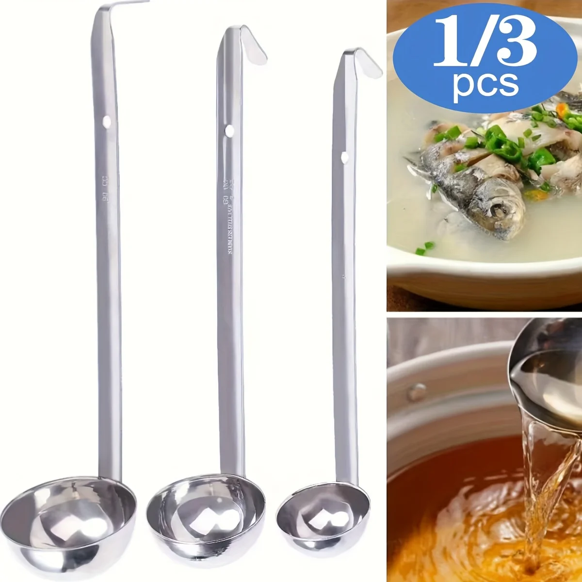 D9 1Pcs Soup Ladle, Small Stainless Steel Ladles and Spoons Professional Ladle, 1/2/3oz Duty Metal Ladle Kitchen Utensil Spoon