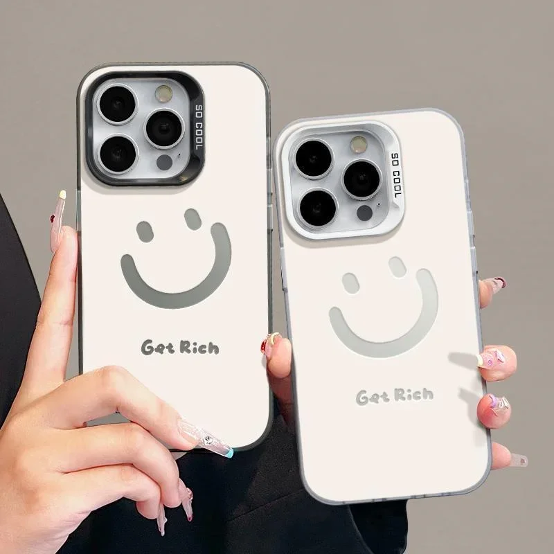 For Samsung A35 A55 5G Case Simple Smile Face Laser Phone Cover For Galaxy A S23 S24 Ultra A34 A15 A53 A52 A13 S22 S21 FE Funda