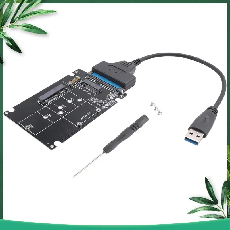 

(NEW) M.2 NGFF MSATA To USB 3.0 Adapter Converter Reader Card With SATA Cable Portable Flash Drive Support SATA SSD