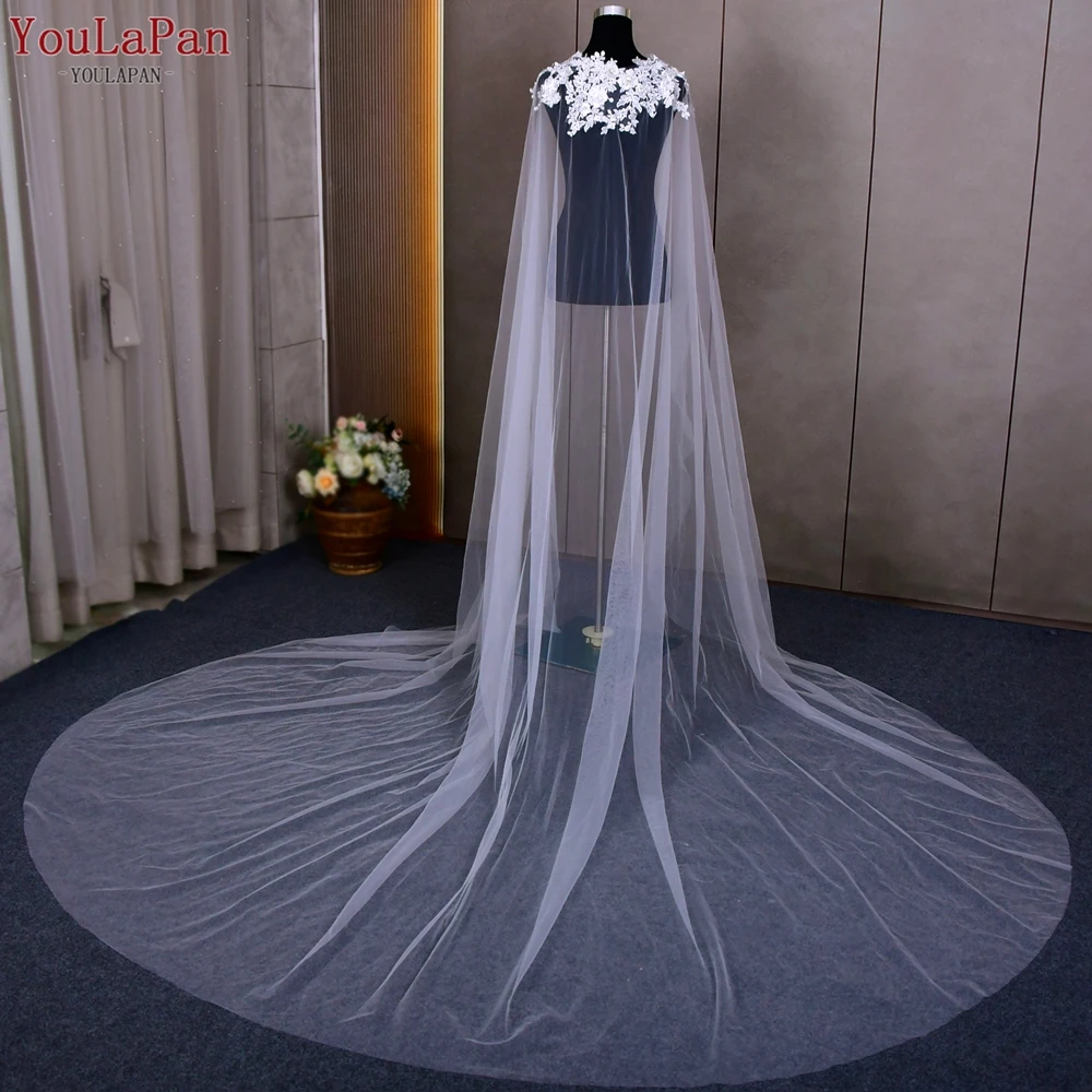 YouLaPan VG53 Elegant Woman Bolero for Wedding Dress Long Cape to Marry Wedding Ceremony Accessories Long DIY Shrugs for Women