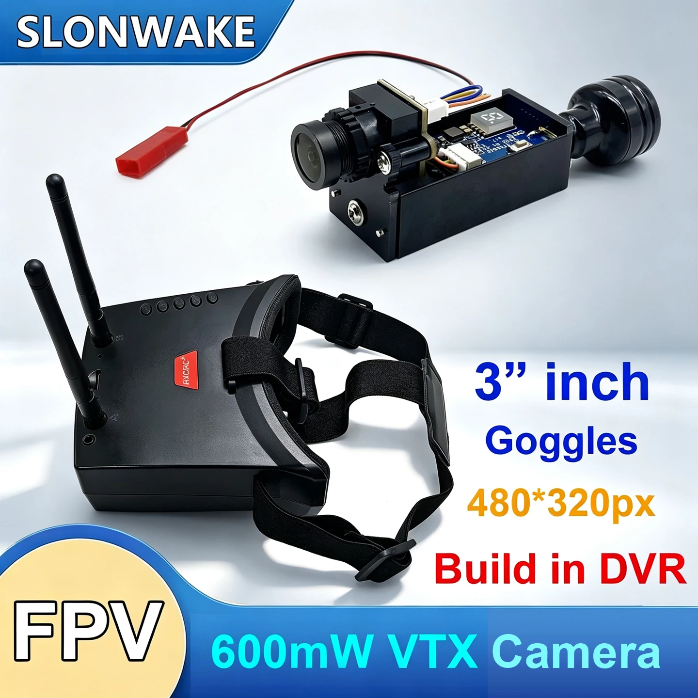 5.8G 56CH Dual Antennas FPV Goggles build in DVR module and 5.8G 48CH 600mW VTX Transmitter camera CMOS 1000TVL for Racing Drone