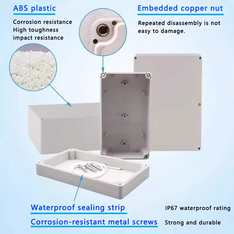 Outdoor Waterproof Junction Box Housing IP67 Rainproof Plastic ABS Enclosure Screw Cable Sealed Connections Cases for Electronic