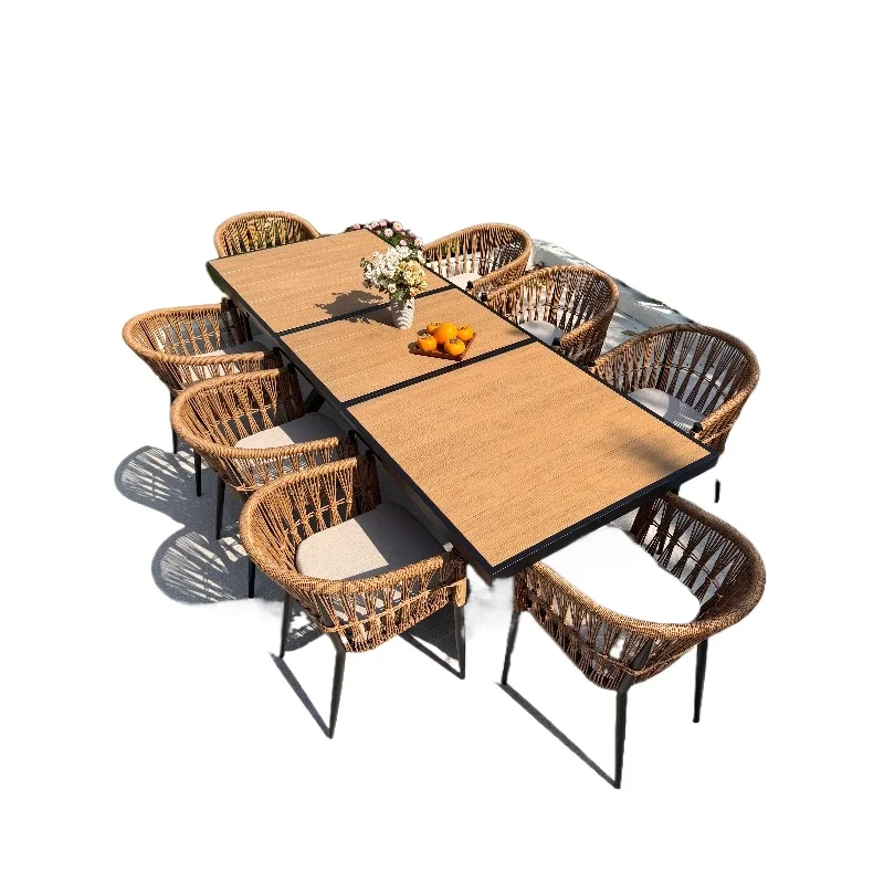 

Outdoor Garden Stretch Table Modern Aluminum Alloy Waterproof Sunscreen Telescopic Villa Terrace