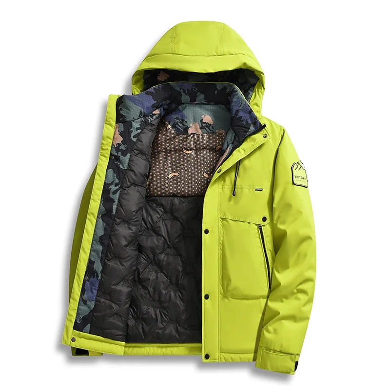 

2026yellow Cotton-padded clothes Thick Windproof Jacket Men Quality Multi-pocket Hooded Coat Men's Fashion Waterproof Outwear M