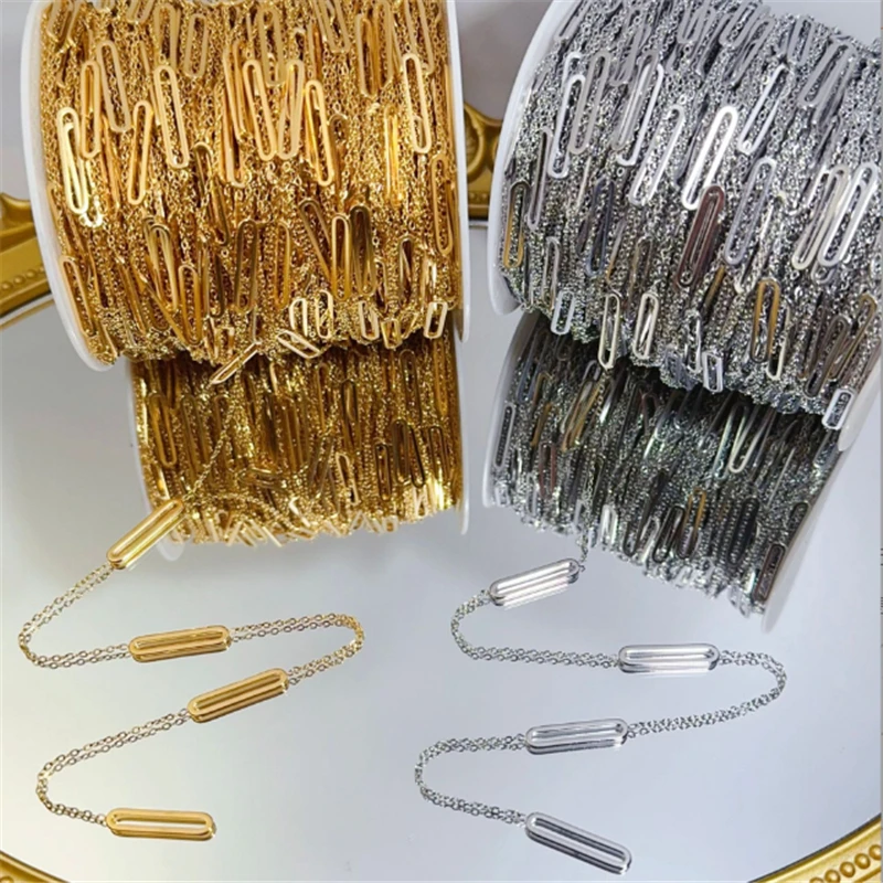 10 Meters/Lot New Fashion Stainless Steel Oval Link Chains for DIY Necklace Garment Tassel Chain Jewelry Findings Accessories