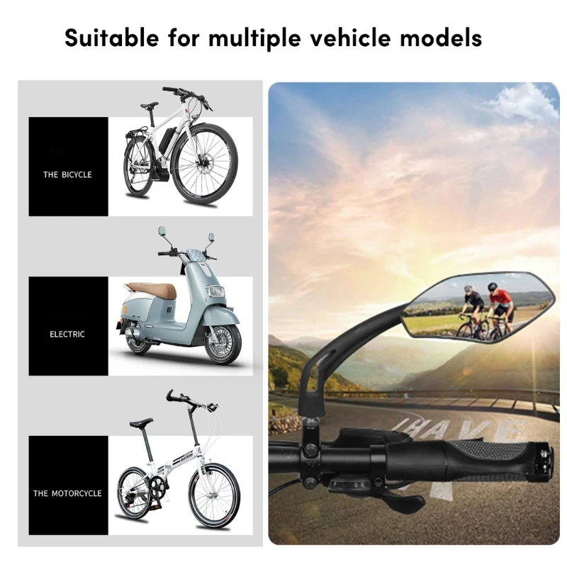 Adjustable Bike Mirror Handlebar Mount Rear View Mirror Wide Angles Rear View Bike Bar End Mirror Bicycles Accessories