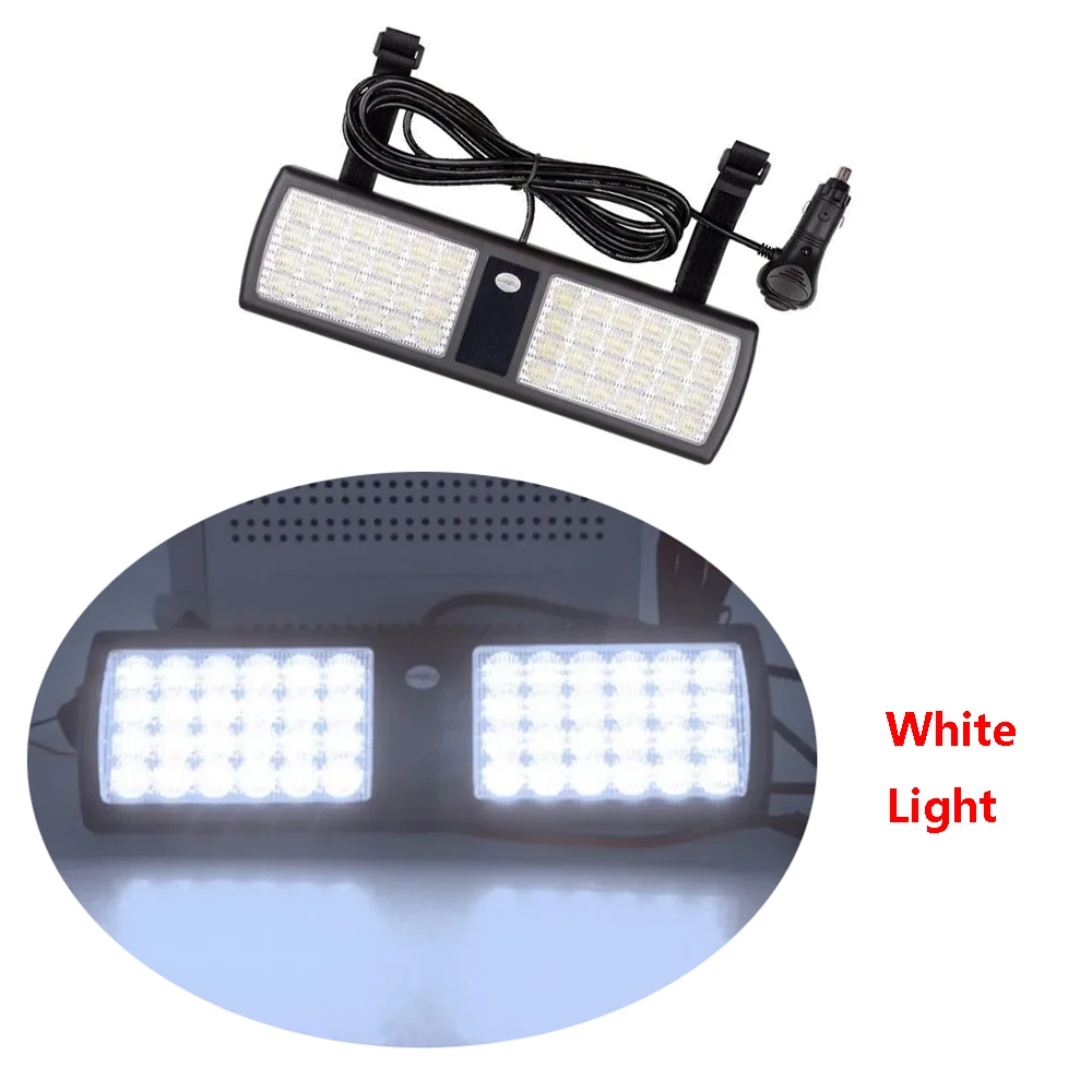 Universal 12-24V LED Car Truck Emergency Strobe Warning Light Sun Visor Beacon Flash Modes Hazard Light Bar Cigarette Lighter