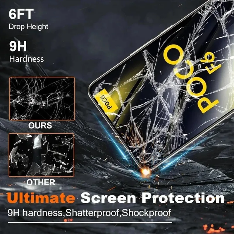 5PCS 9D Screen Protector For POCO F6 M6 F5 M4 M3 Pro C75 C65 C40 M5S F3 Tempered Glass For POC X6 X5 X4 X3 Pro F4 GT NFC Glass