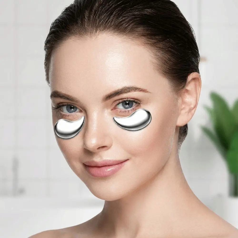 Reusable Stainless Steel Eye Mask Cold Hot Compress Portable Under Eye Cooling Pad Mini Durable Moon Shaped Eye Mask