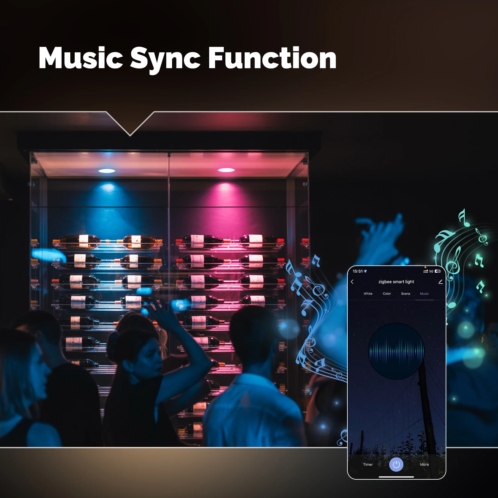 MOES Tuya ZigBee lámpara LED inteligente GX53 bombilla que cambia de Color sincronización de música regulable gabinete de restaurante funciona con Alexa Google Home