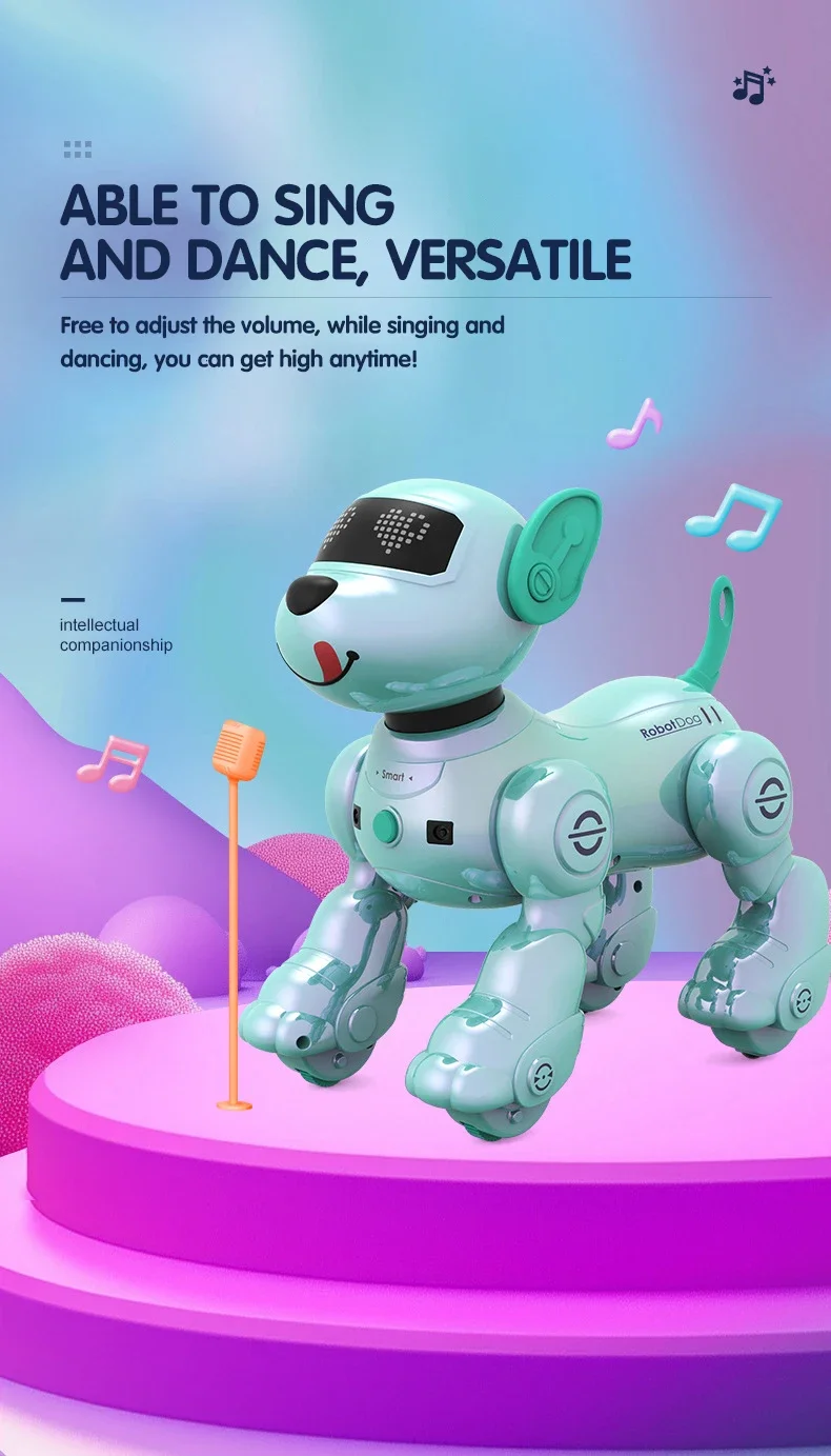 Inteligentny pies robot RC, sterowany głosem, mechaniczny zwierzak, programowalny, chodzący, śpiewający, tańczący, interaktywny elektroniczny zwierzak, prezent dla dziecka.