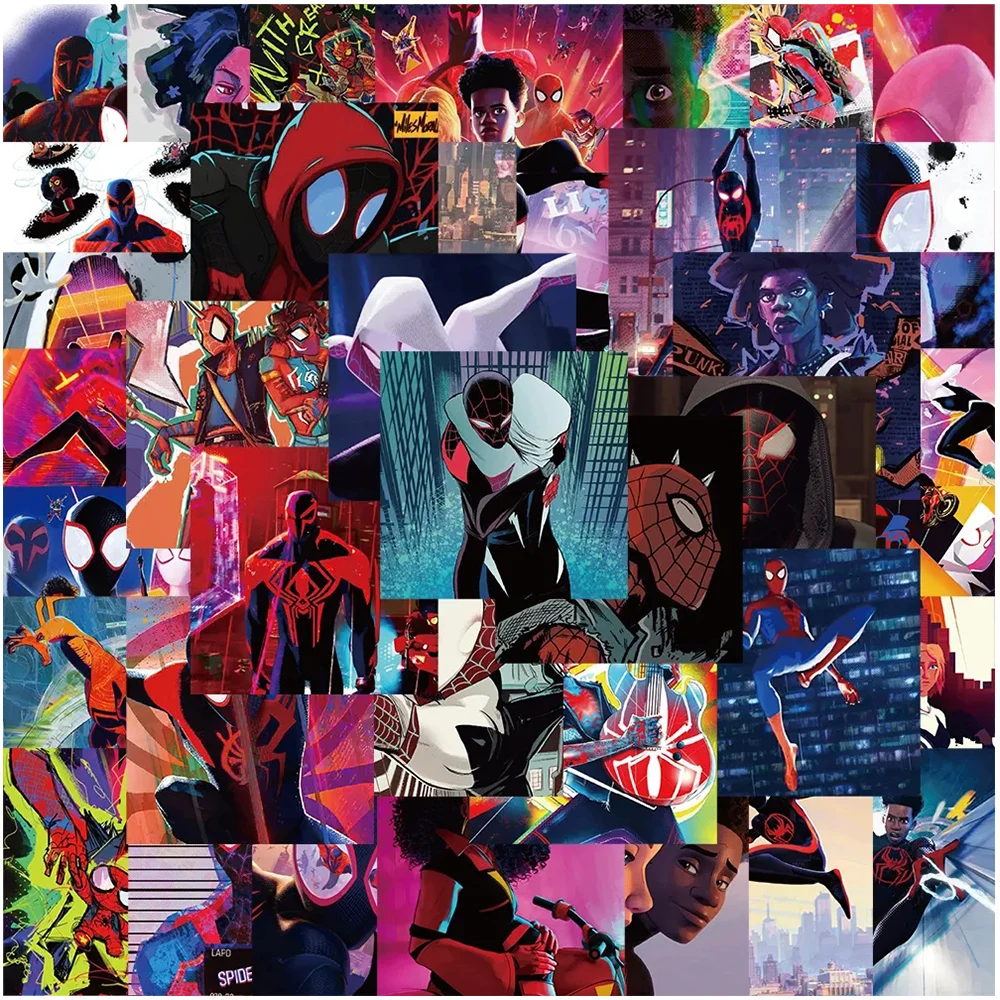 10/30/62PCS Disney Cartoon Spiderman Stickers attraverso il Spider-Verse Anime Graffiti decalcomanie impermeabile Cool Sticker per bambini giocattolo