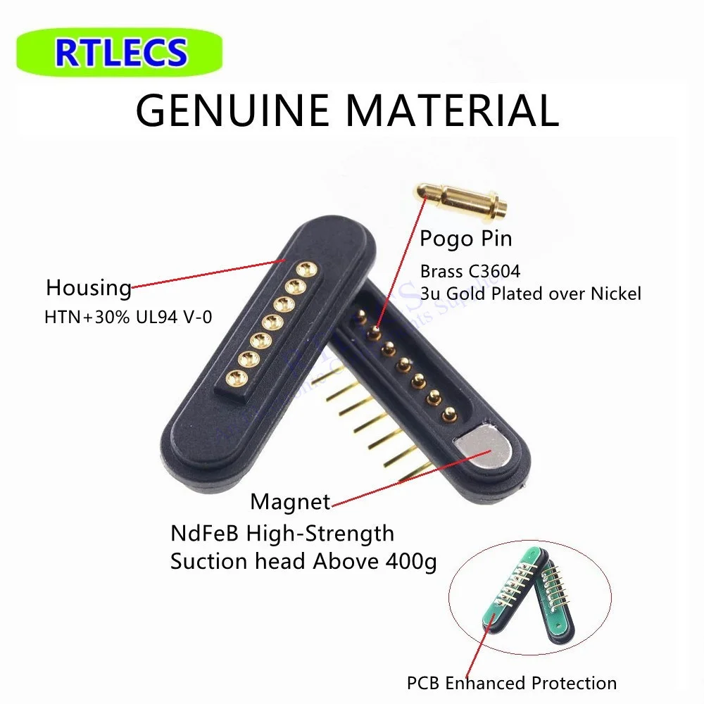 Magnetic Connector 2 3 4 5 6 7 8 9 11 Pins Pogo Pin Spring Loaded Pogopin Male Female Pad 2.2mm Grid 12V 3A DC Power wire USB
