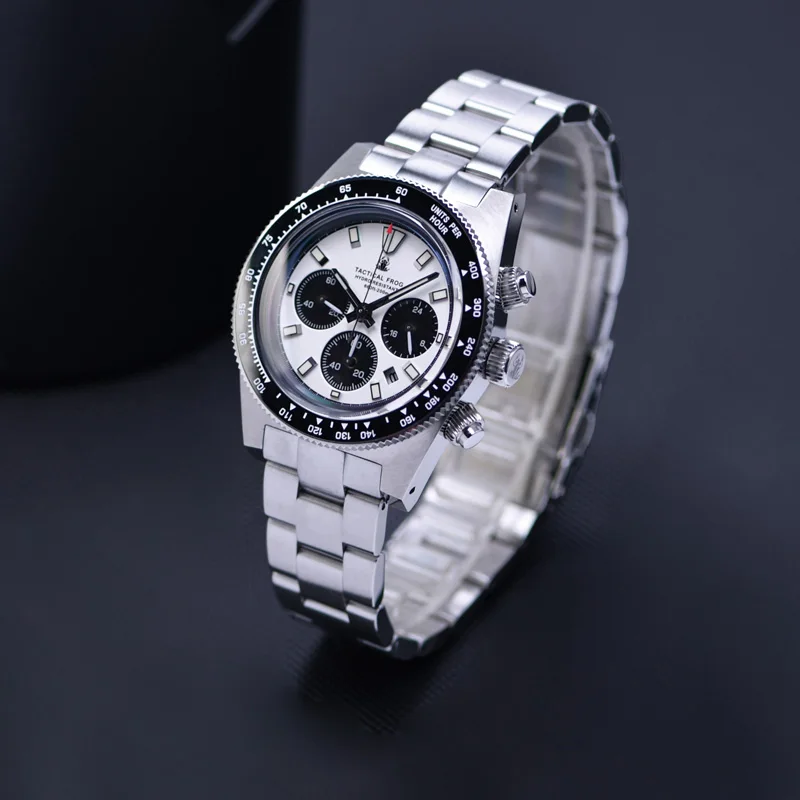 Reloj cronógrafo Solar Tactical Frog para hombre, reloj resistente al agua hasta 200m, VS75A Eco-Drive, cristal de zafiro, bisel de cerámica