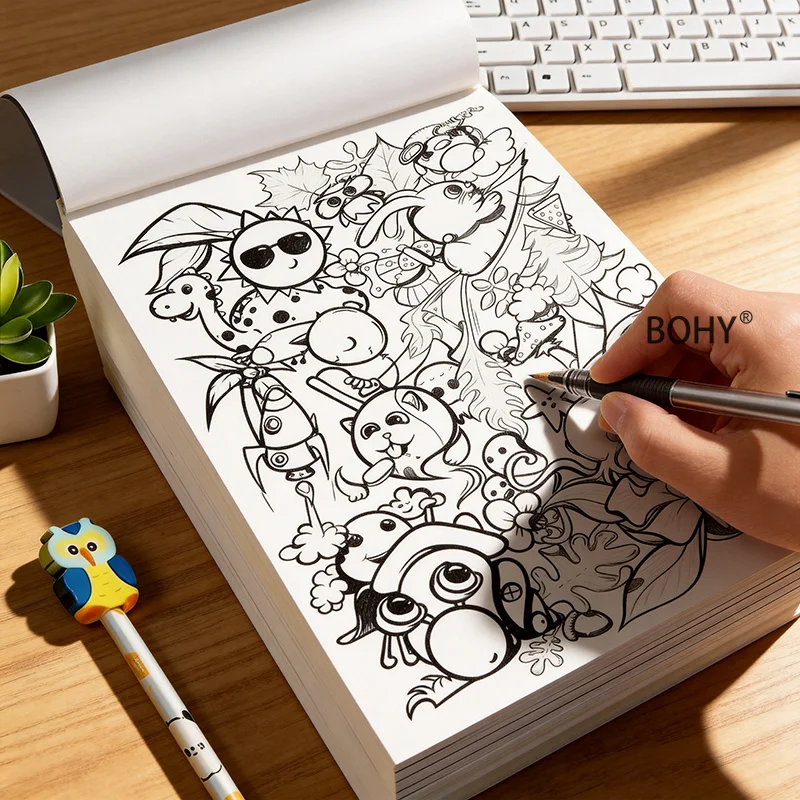 1 Adult Relaxing and Stress Relieving Line Drawing Graffiti Album, 24 Pages, Suitable for Art Enthusiasts To Hand Draw and Color