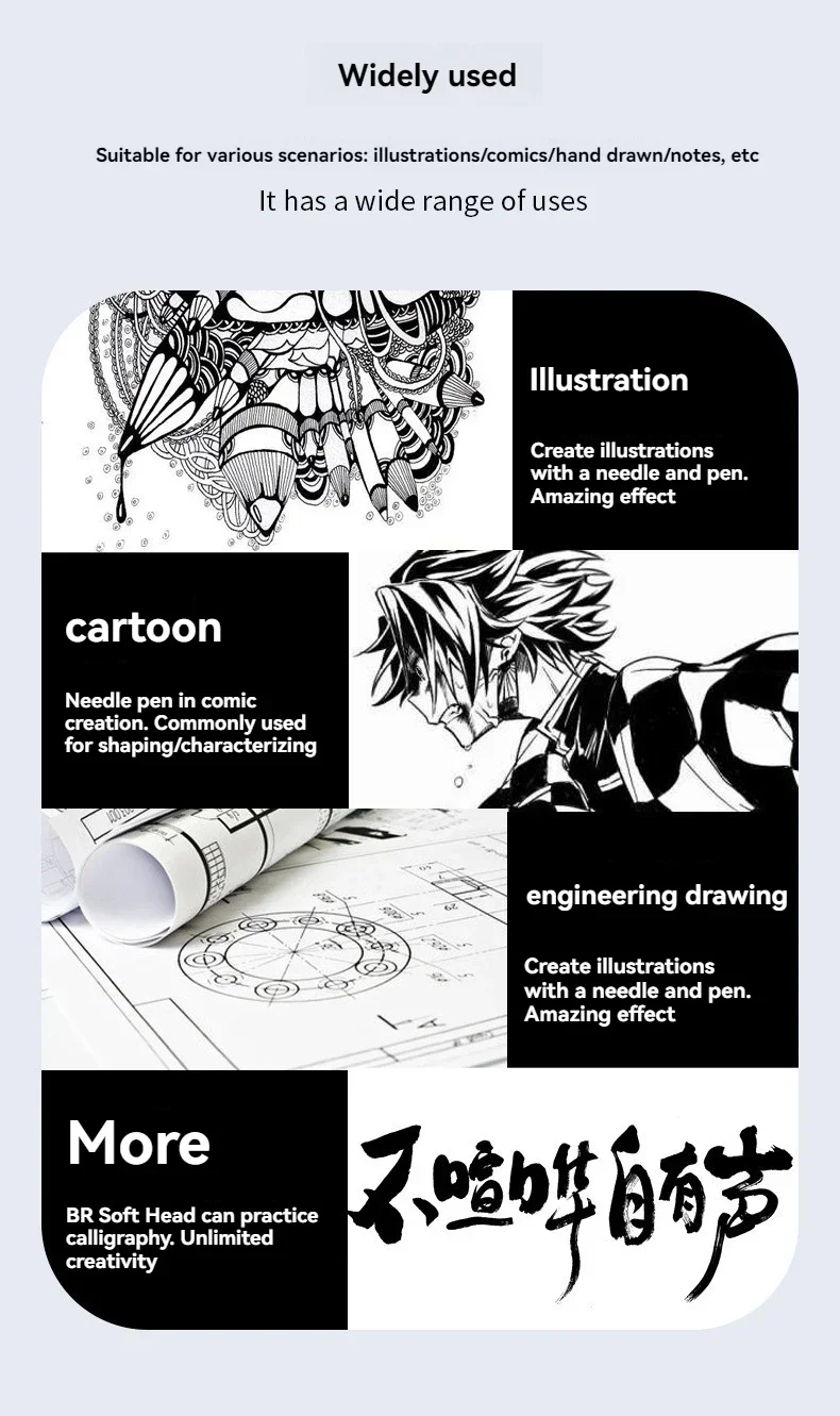 3/15 Spitzen schwarze Pigment-Mikrostift-Fineliner-Tintenstifte, Zeichnungskünstler-Illustrationsstifte Multiliner zum Skizzieren, Anime-Manga-Design – Detail 12