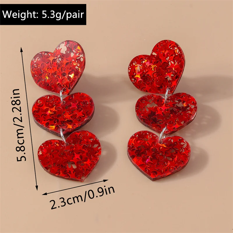 Aihua Glänzende glitzernde rote Herz-Ohrringe für Frauen, romantische Freundinnen, Braut, Hochzeit, Party, Schmuck, Valentinstagsgeschenke – Detail 6
