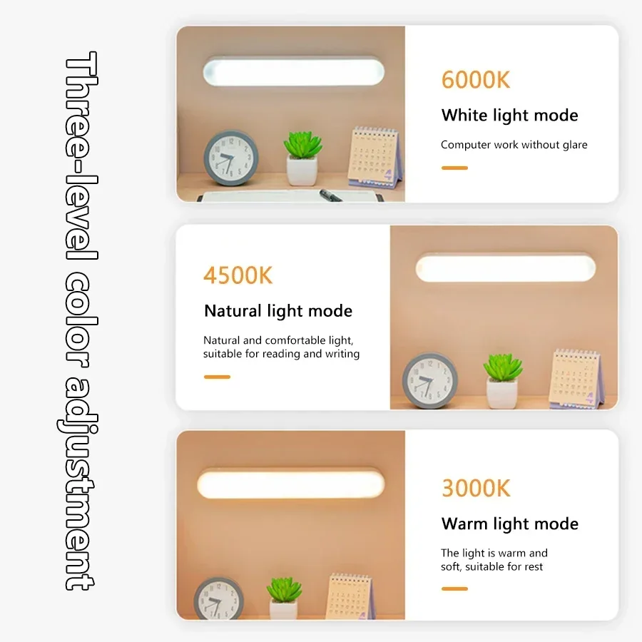 Rechargeable LED Night Light 3 Colors Stepless Dimming Desk Lamps Home Kitchen Bedroom Decor Creative Study Reading Light