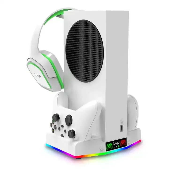 مع حامل محطة شحن عمودي بإضاءة RGB لمروحة تبريد خطاف سماعة الرأس Xboxes Series S