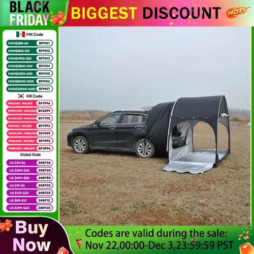 차량용 방수 후면 텐트, SUV 자전거 익스텐션 텐트, 다목적 야외 캠핑 하이킹, 태양 쉐이드 