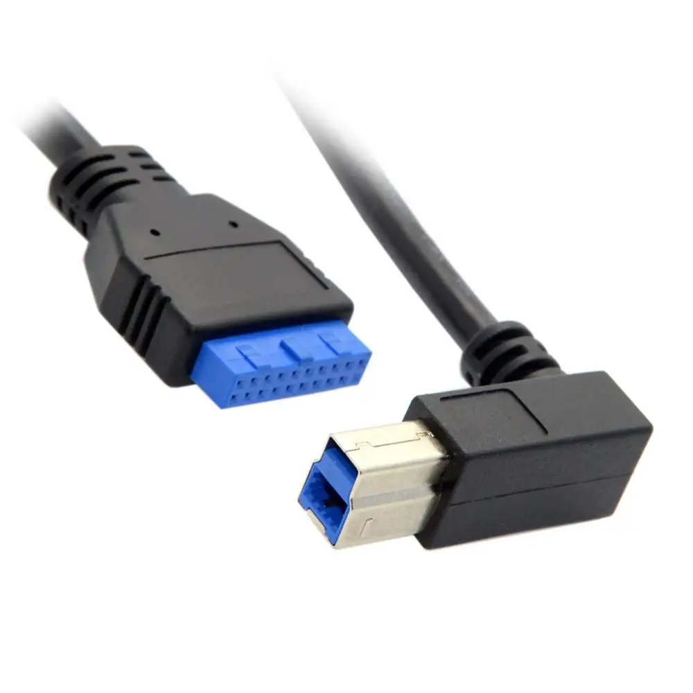 CY Xiwai  90 D Left angled USB 3.0 B Type Male to 3.0 Motherboard 19pin Header Cable 50cm