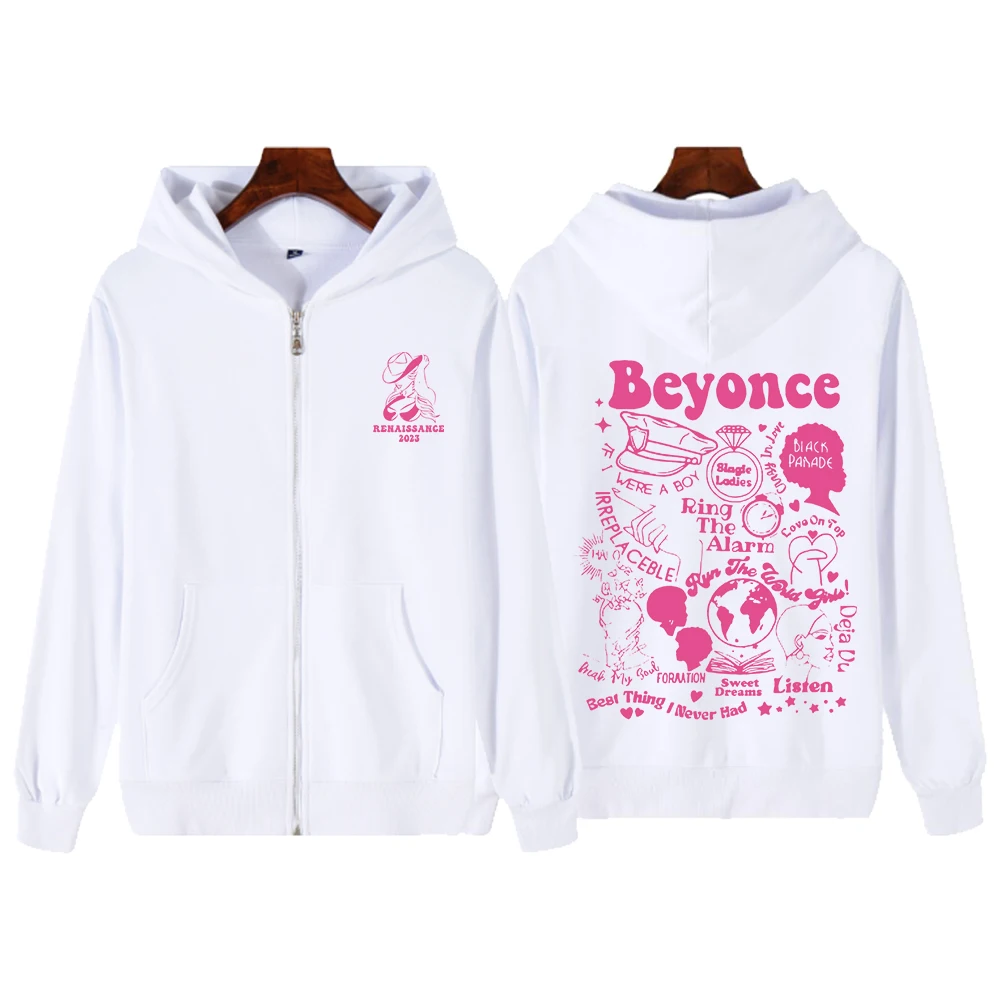 2023 Renaissance Beyonce World Tour Kpop Album Print Hoodie Sweatshirts Long Sleeve Streewear Pullover Clothes Zip Up Hoodie