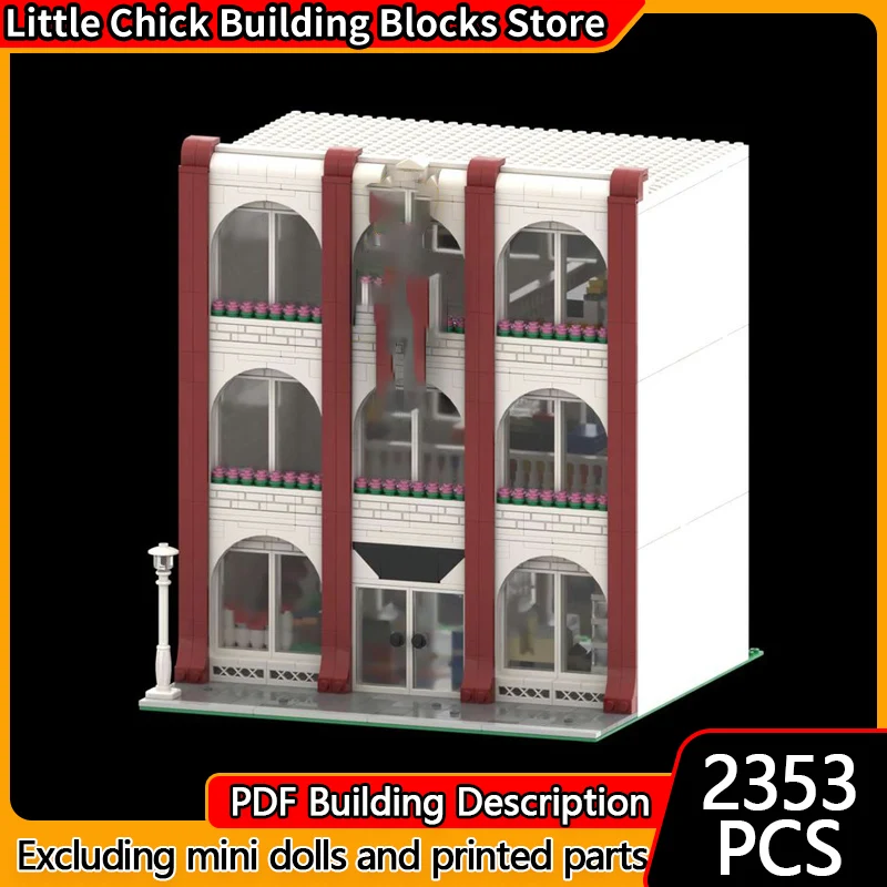 Cidade rua vista modelo moc tijolos de construção brinquedo loja arquitetura tecnologia modular crianças presentes do feriado montar brinquedos terno