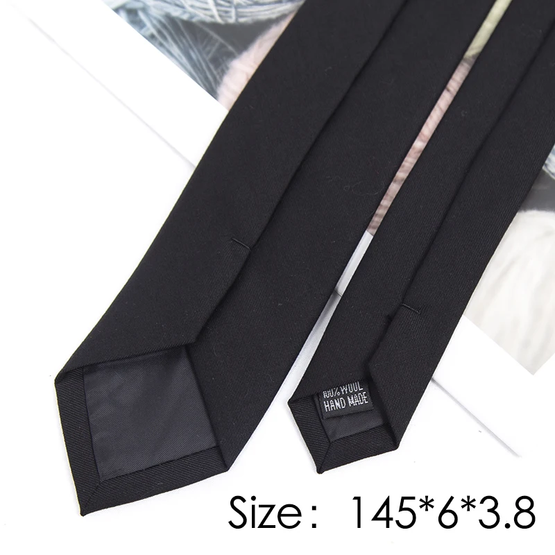 Corbata para hombre de 6cm de algodón clásico hecha a mano, corbatas negras ajustadas, cuello estrecho sólido, corbatas informales ajustadas de Cachemira, accesorios, regalos