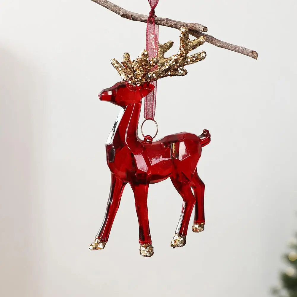 Holiday Gift Box Embellishments Christmas Tree Hanging Ornaments 3d Reindeer Christmas Ornament with Glitter Sequins for Holiday