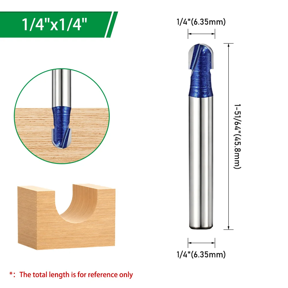 LAVIE Fräser mit 1/4"-Schaft, Kernbohrer, Hartmetallbestückte Holzbearbeitungs-Rundbodenfräser, Schneiddurchmesser 6,35 mm-12,7 mm – Detail 8