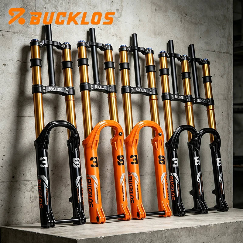 

BUCKLOS Boost Bike Suspension Fork Dual Crown 27.5/29inch MTB Air Fork Travel 180mm 15x110mm TA Bicycle Fork Cycling Parts