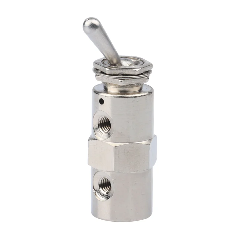 TAC-4V 2/5 Way Cylindrical Air Pneumatic Mechanical Valve Exhaust valve Self-locking Toggles switch w Fiittings