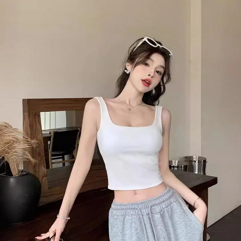 Knitted Summer Striped Tank Top Women Square Collar Camisole Wide Straps Fashion Essentials For Shopping Brunch Or Hobbies