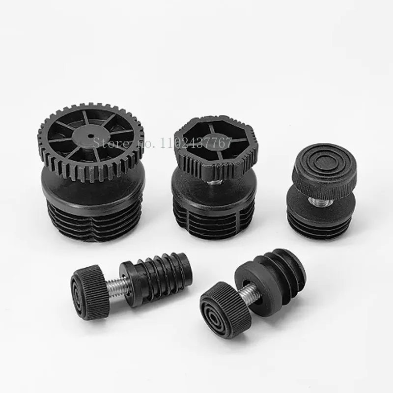 M8/M10 البلاستيك قابل للتعديل الأنابيب الداخلية التوصيل الأسود جولة/مربع المسمار وسادة للقدم التسوية وسادة الجوز #4