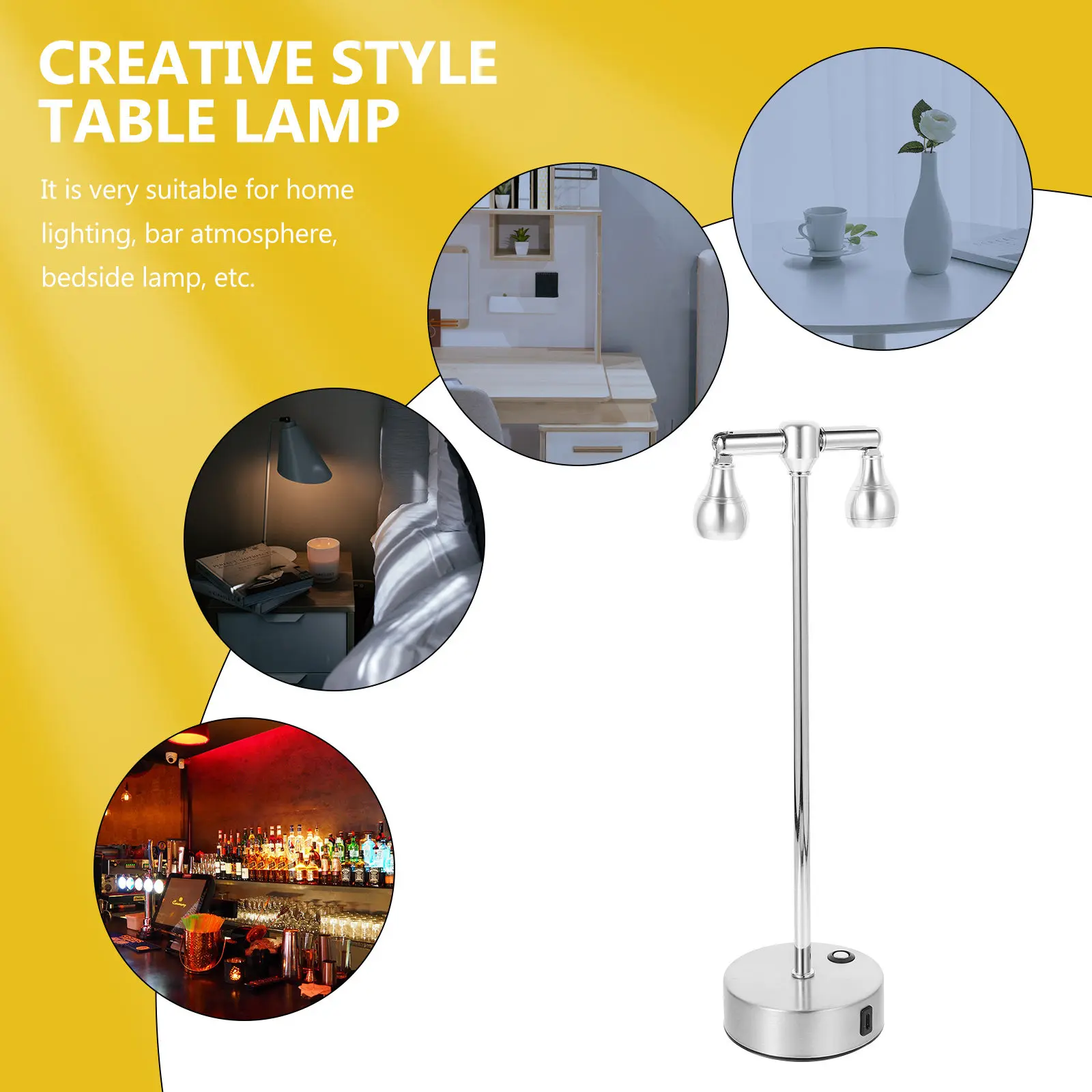 1pc 3600Mah Bar Led Charging Desk Lamp Metal Double Heads Spotlight Decorative Light Night Lamp For Home Café Bedroom