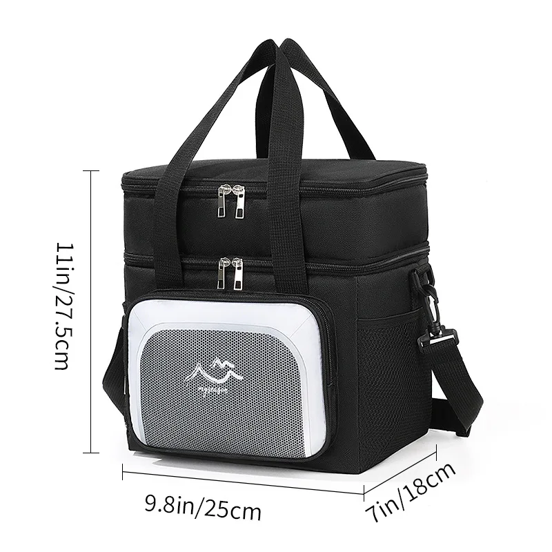 Trendy Double layered lunch bag for office workers multifunctional with lunch bag bento box handbag lunch box insulated bag