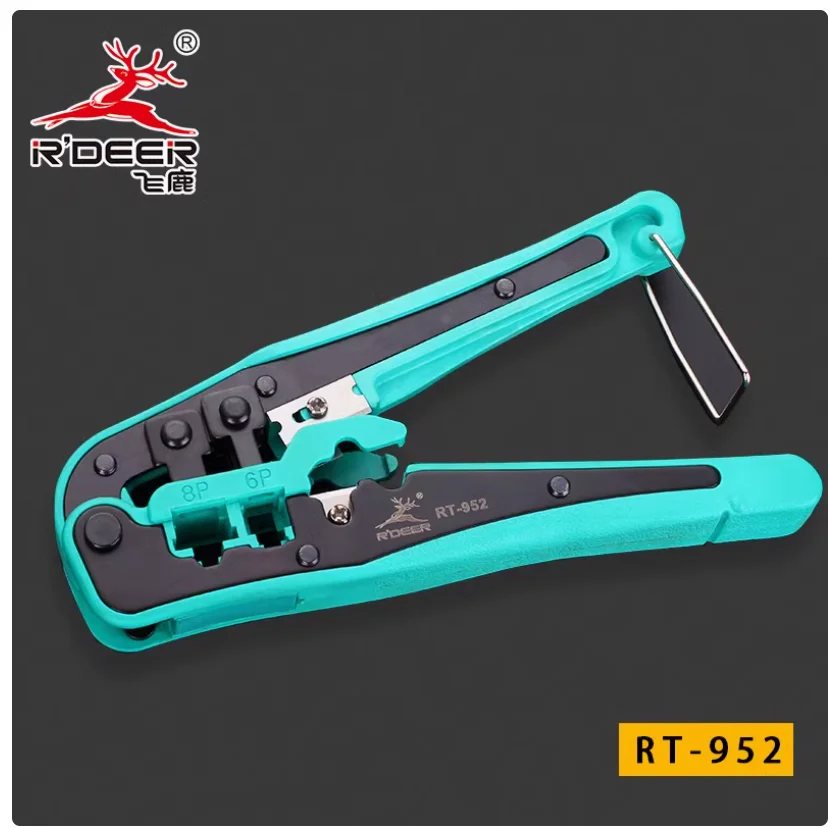

R'DEER tool crimping cables Three wire pliers 4P/6P/8P Ratchet network pliers Multi functional cable stripper NO.RT-952