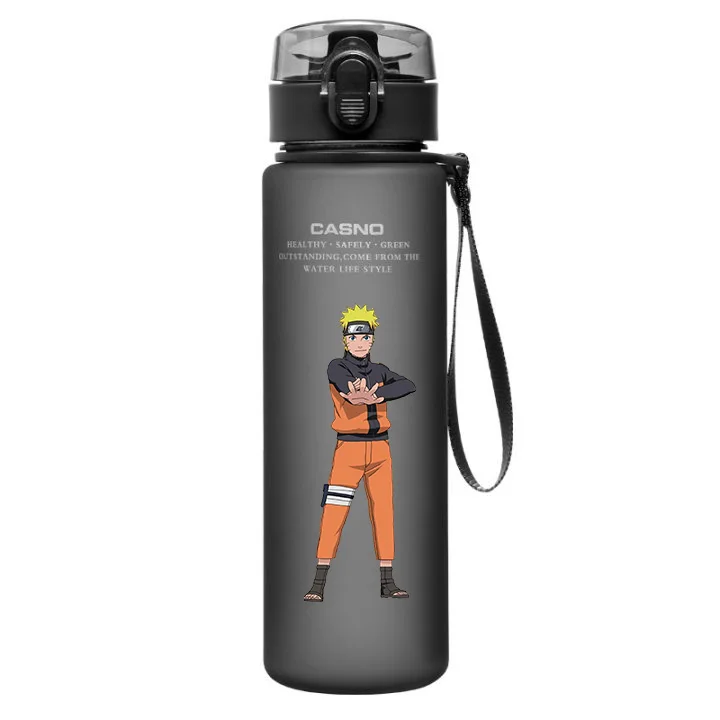 Botella de agua de NARUTO Uzumaki Uchiha Sasuke Hatake Kakashi, vaso de plástico deportivo portátil de 560ML, botella de Fitness para acampar, regalo para fanáticos