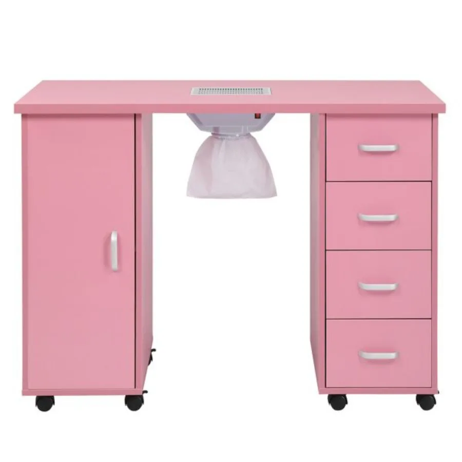 

MDF Single Door 4 Drawers With Fan Pink Nail Table