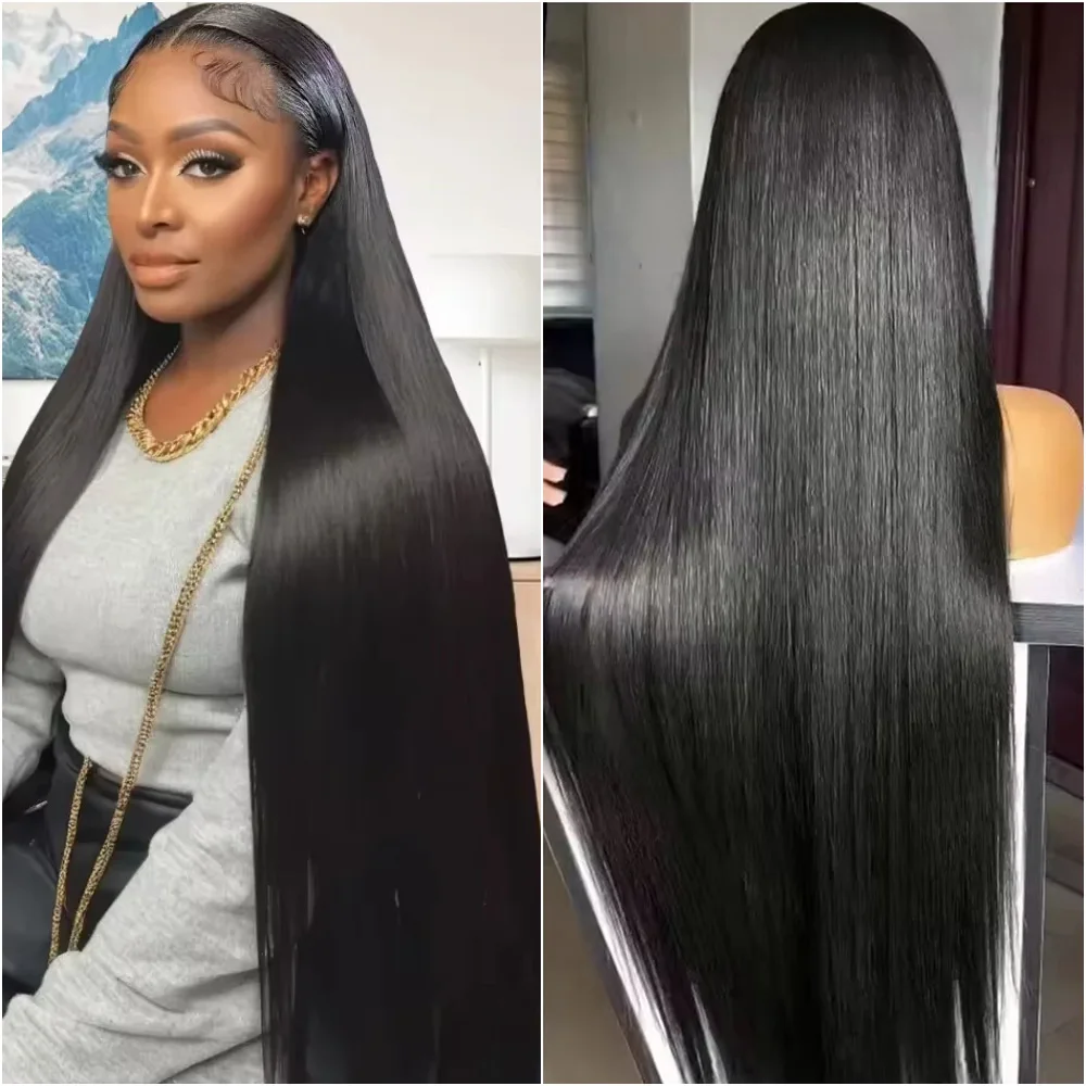 

220 Плотность Черная Кость Прямой 13x6 и 13x4 HD Прозрачный Парик Фронта Шнурка 40 Дюймов Парик Для Женщин 100% Бразильские Парики Человеческих Волос