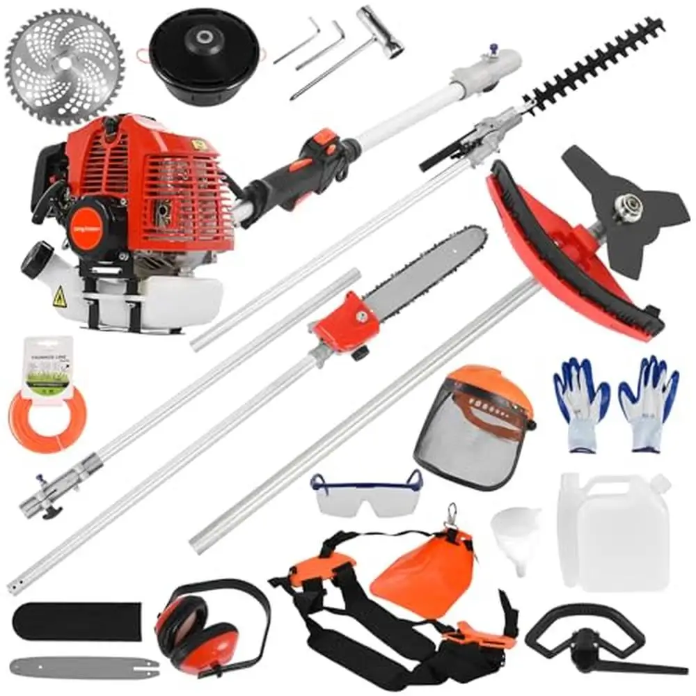 Multi-tooth Blade 5-in-1 Hedge Trimmer Chainsaw Brush Cutter Strimmer Extension Pole Kit