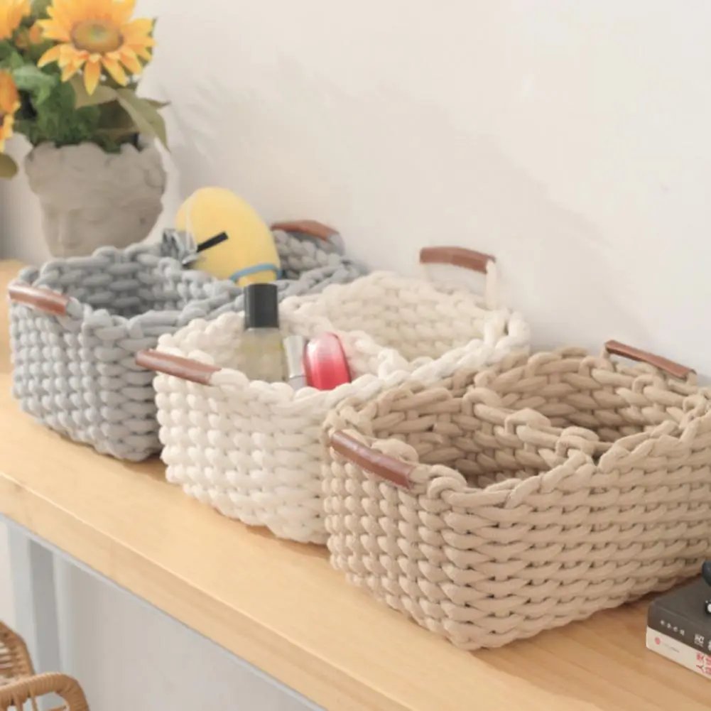 Handmade Storage Basket Cotten Rope Woven Basket Multi-use Thread Group Basket Sundries Basket