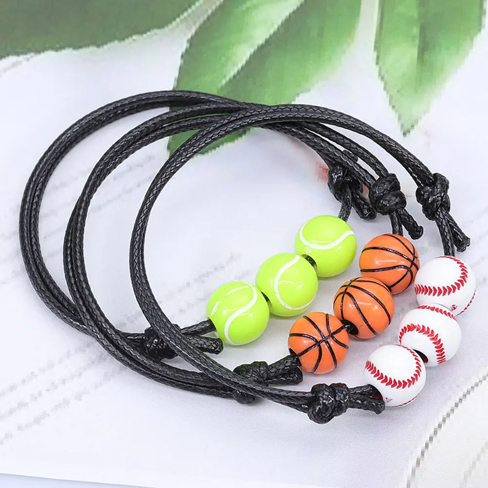 8Pcs Sports Ball Charm Bracelets Braided Basketball Baseball Tennis Rugby Lightweight Fashion Jewelry Gift for Girls Women