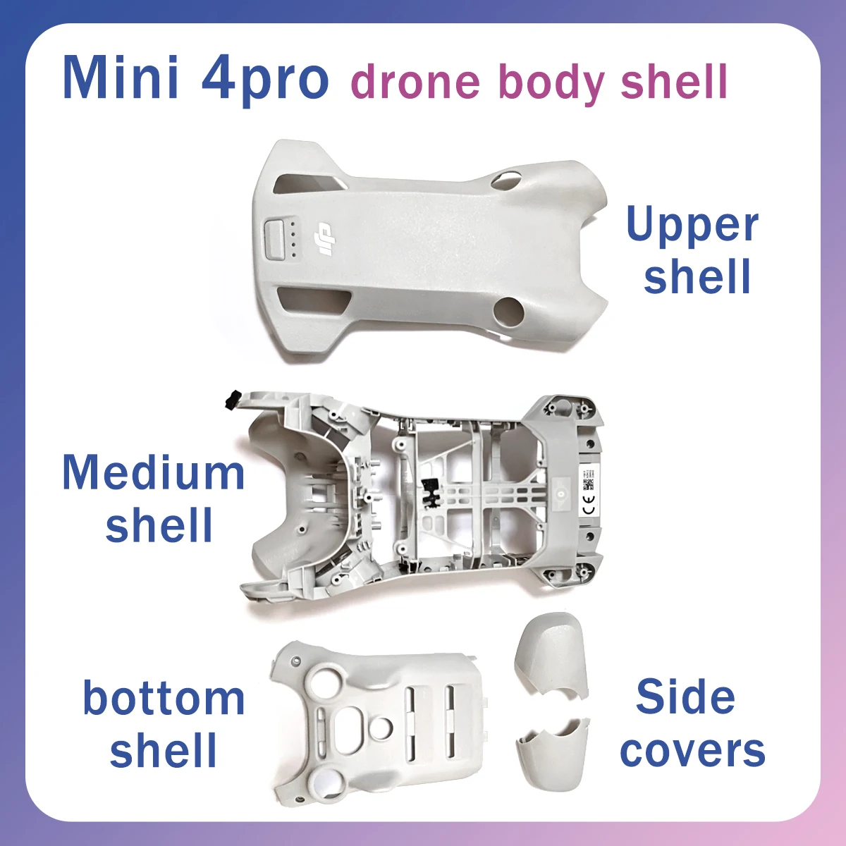 

Original Mini4pro drone upper middle and lower shell side cover plates suitable for DJI Mini4pro aircraft maintenance parts